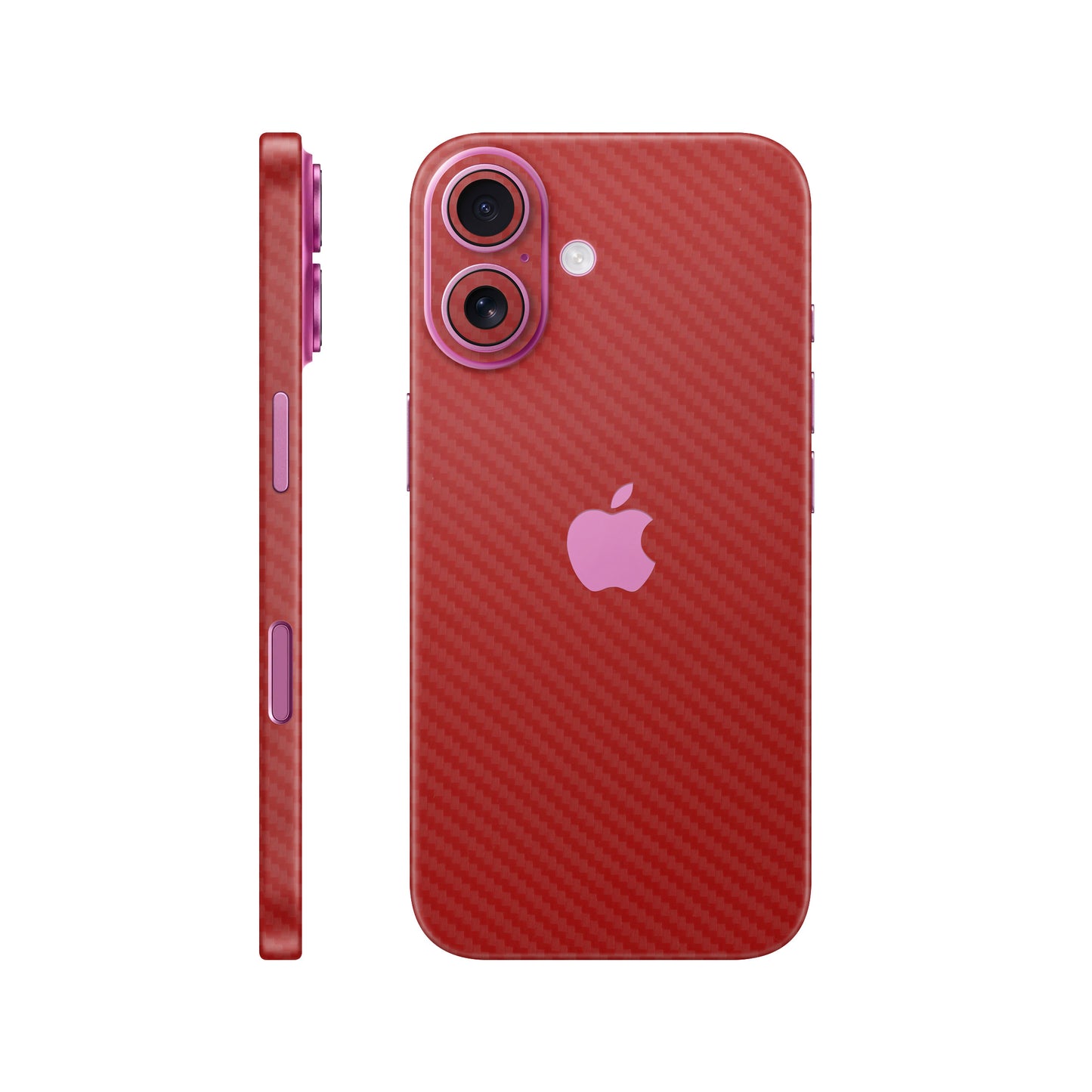 Folie de protectie iPhone 16, eSkins Elegans, Skin Carbon Rosu
