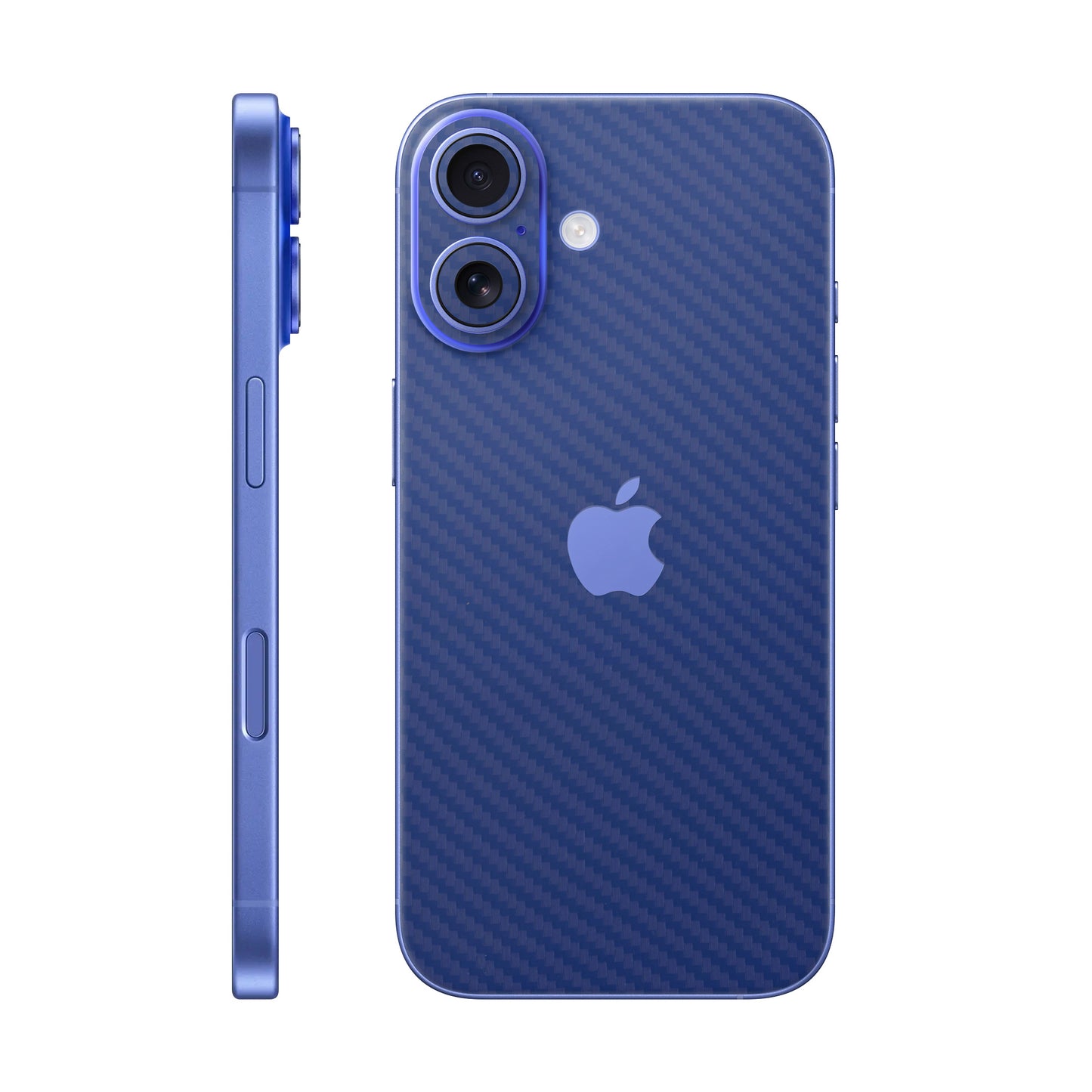Folie de protectie iPhone 16 Plus, eSkins Elegans, Skin Carbon Albastru