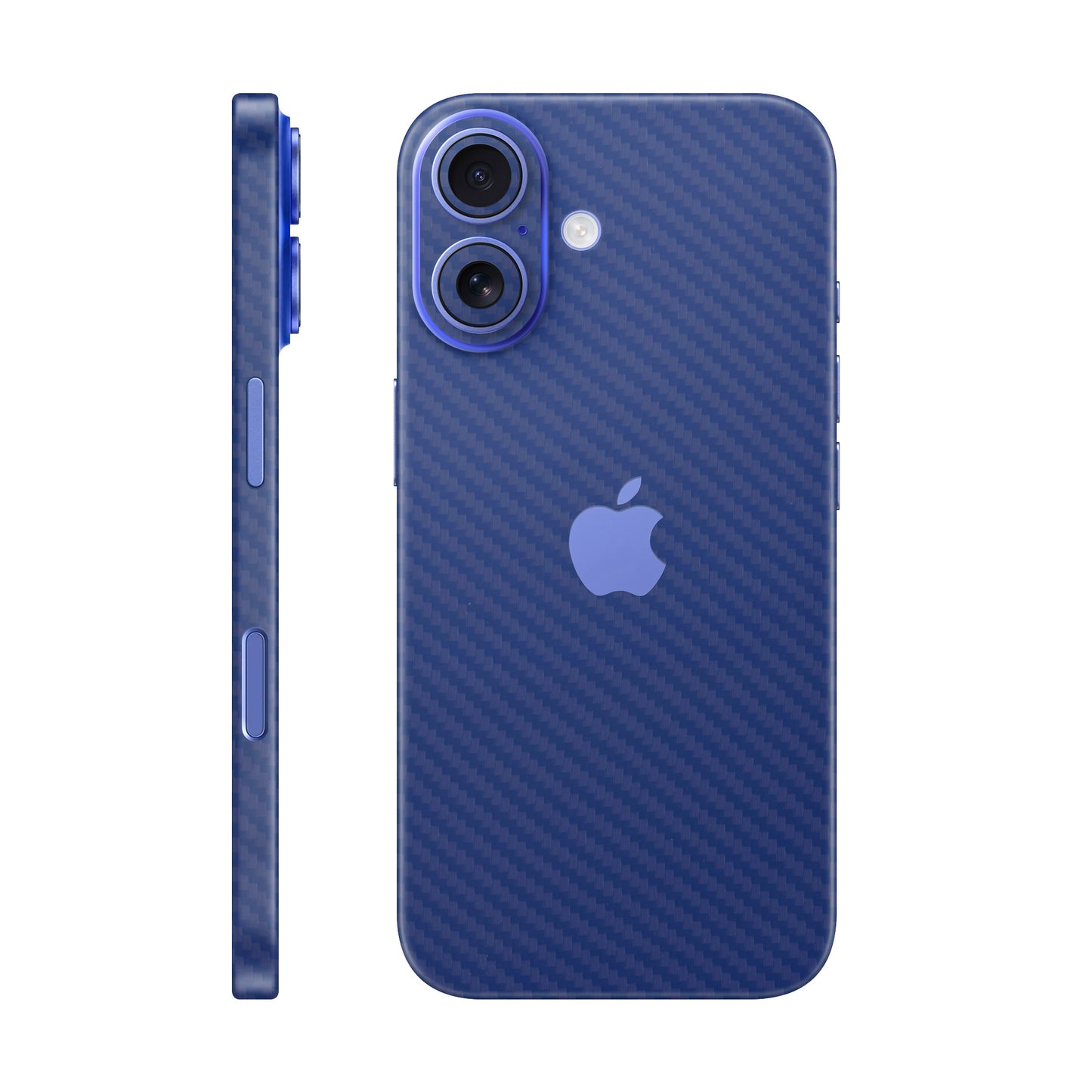 Folie de protectie iPhone 16 Plus, eSkins Elegans, Skin Carbon Albastru