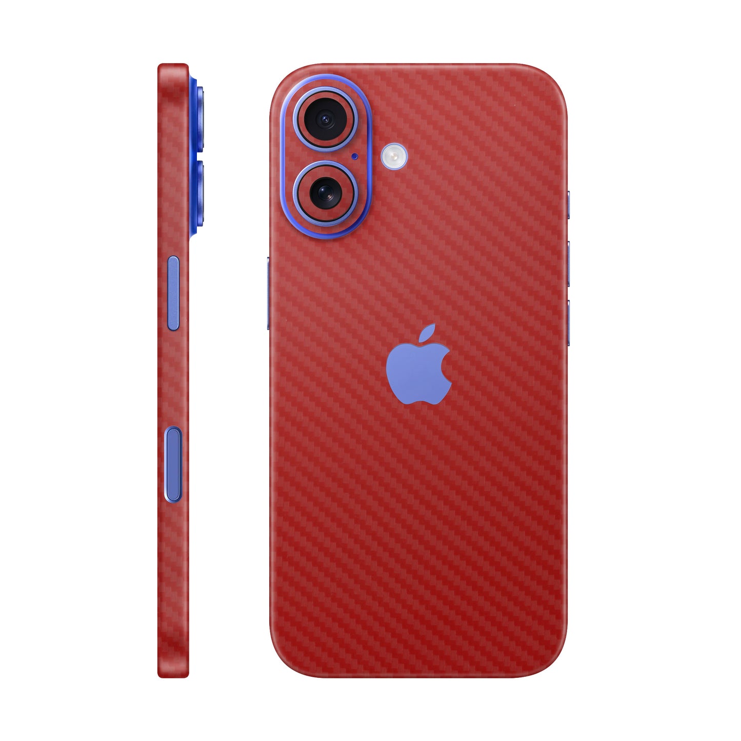 Folie de protectie iPhone 16 Plus, eSkins Elegans, Skin Carbon Rosu