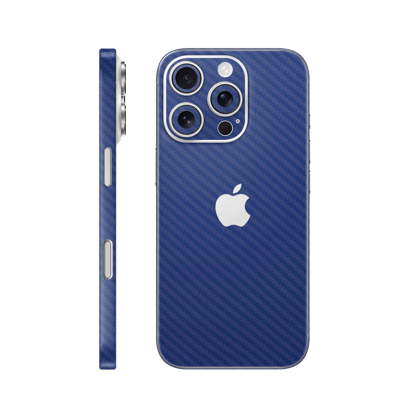 Folie de protectie iPhone 16 Pro, eSkins Elegans, Skin Carbon Albastru