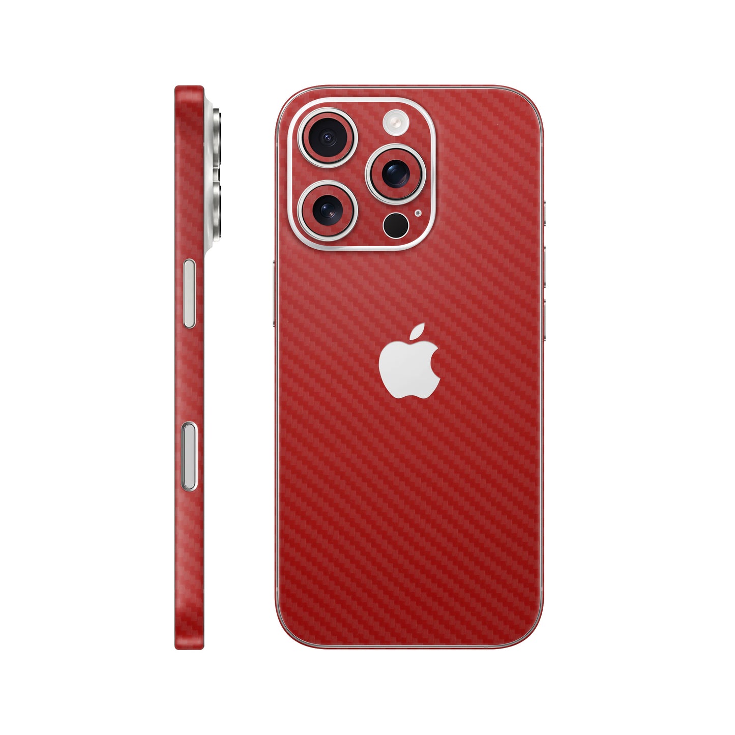 Folie de protectie iPhone 16 Pro, eSkins Elegans, Skin Carbon Rosu