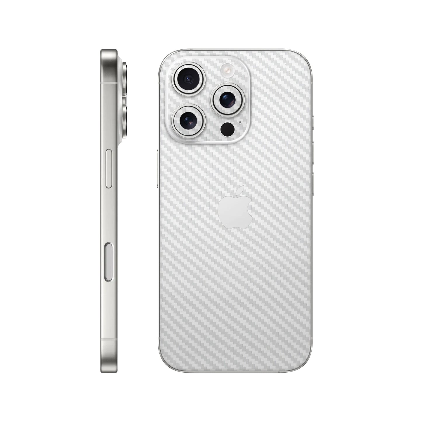 Folie de protectie iPhone 16 Pro, eSkins Elegans, Skin Carbon Alb