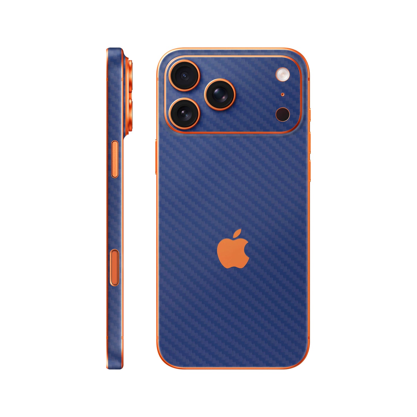 Folie de protectie iPhone 17 Pro, eSkins Elegans, Skin Carbon Albastru