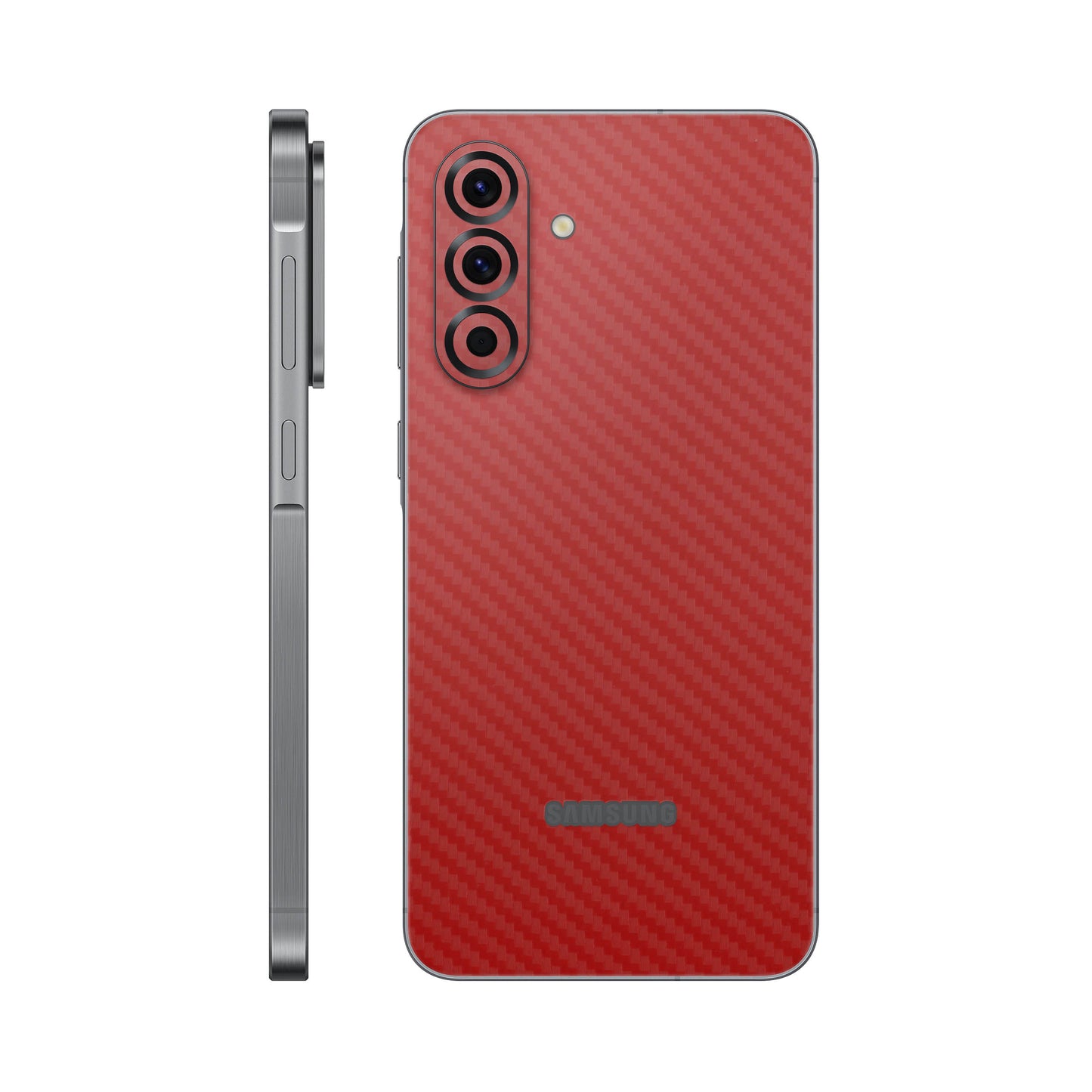 Folie de protectie Samsung Galaxy A56, eSkins Elegans, Skin Carbon Rosu