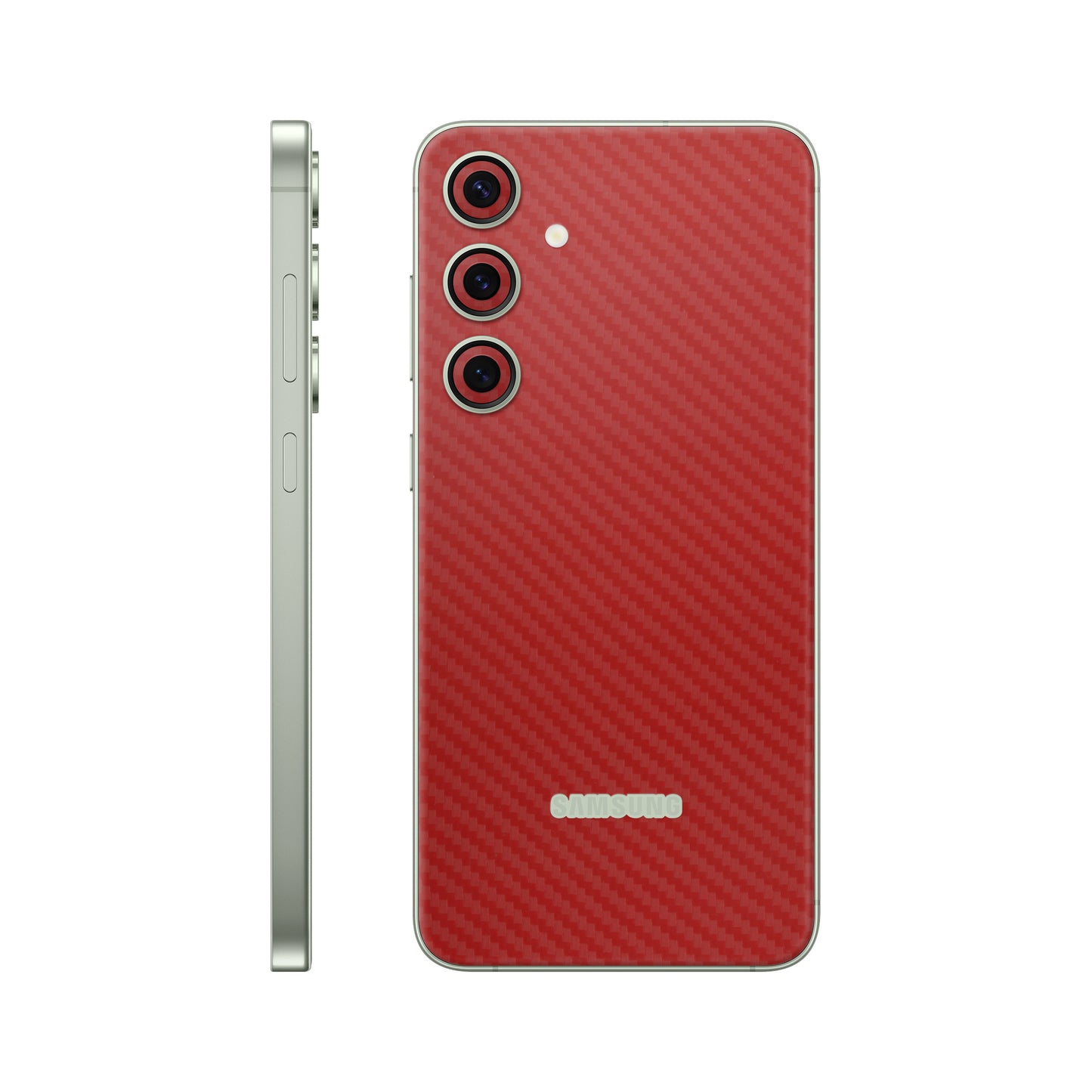 Folie de protectie Samsung Galaxy S24, eSkins Elegans, Skin Carbon Rosu