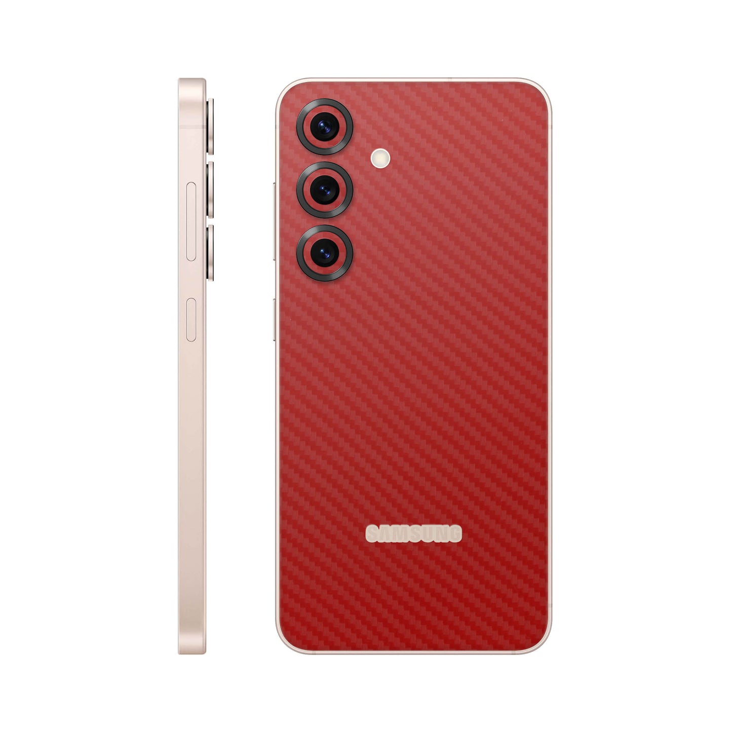 Folie de protectie Samsung Galaxy S25, eSkins Elegans, Skin Carbon Rosu