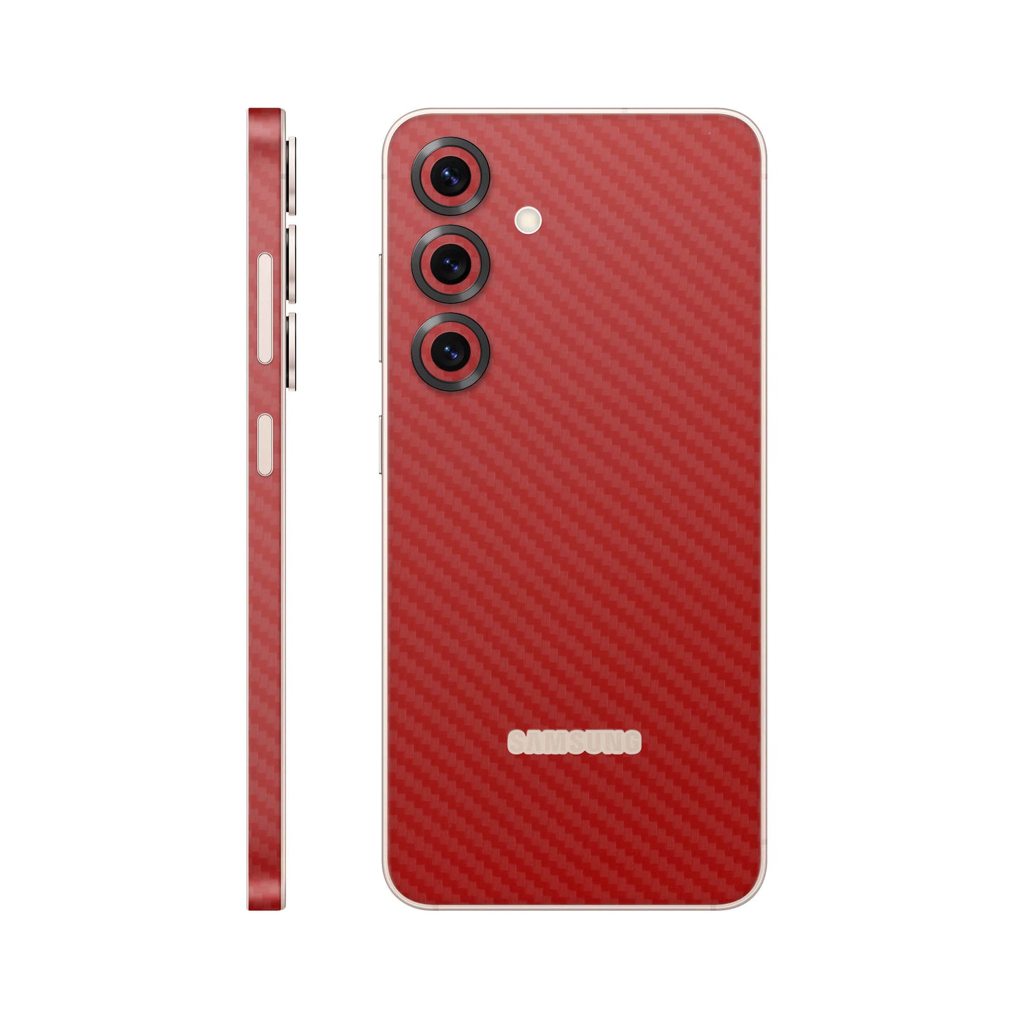 Folie de protectie Samsung Galaxy S25, eSkins Elegans, Skin Carbon Rosu