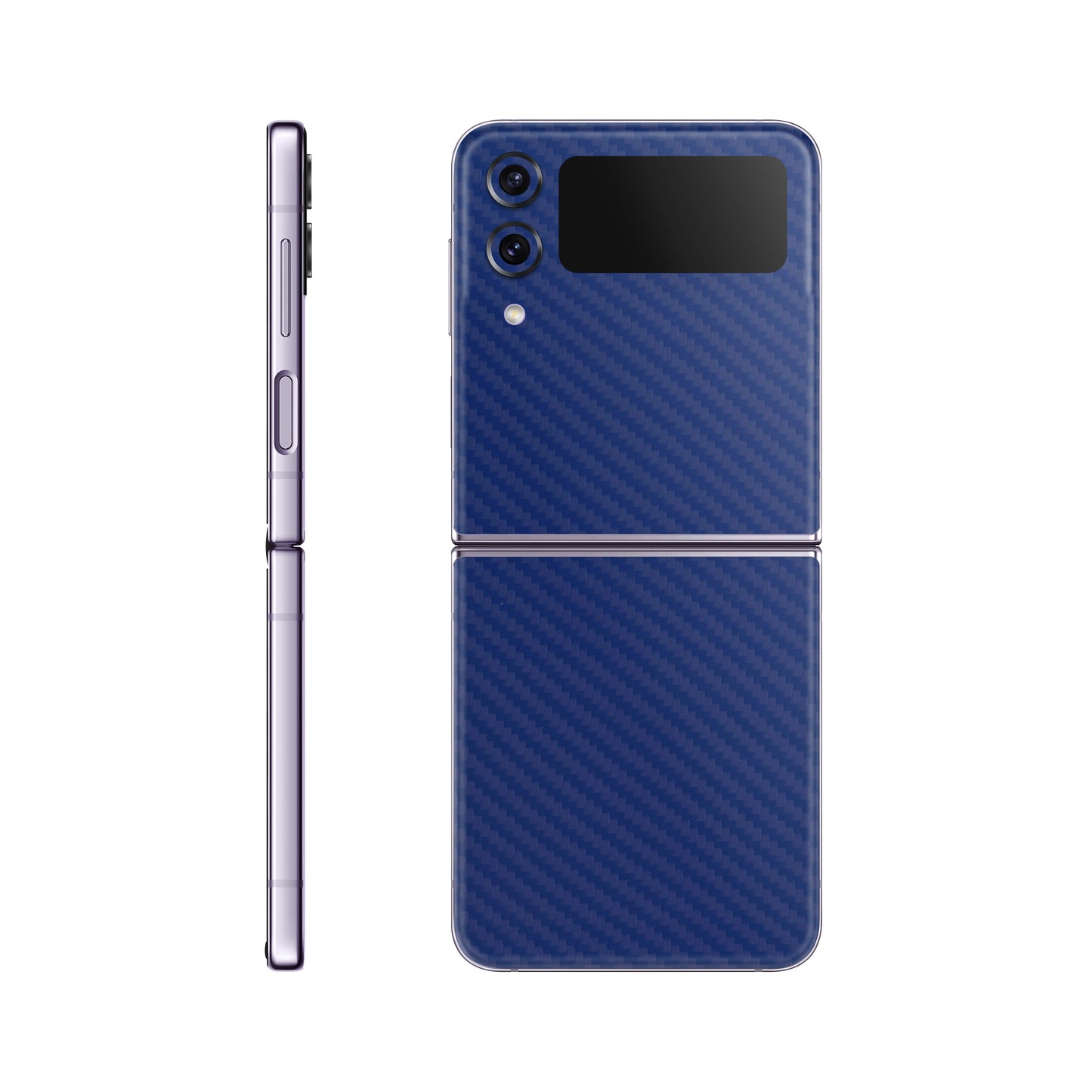 Folie de protectie Samsung Galaxy Z Flip 4, eSkins Elegans, Skin Carbon Albastru