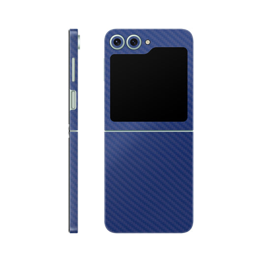 Folie de protectie Samsung Galaxy Z Flip 6, eSkins Elegans, Skin Carbon Albastru