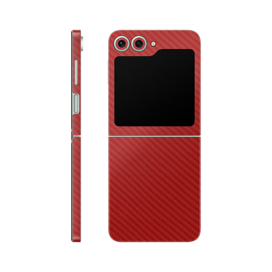 Folie de protectie Samsung Galaxy Z Flip 6, eSkins Elegans, Skin Carbon Rosu