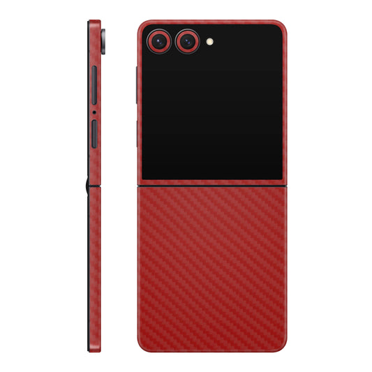 Folie de protectie Samsung Galaxy Z Flip 7, eSkins Elegans, Skin Carbon Rosu