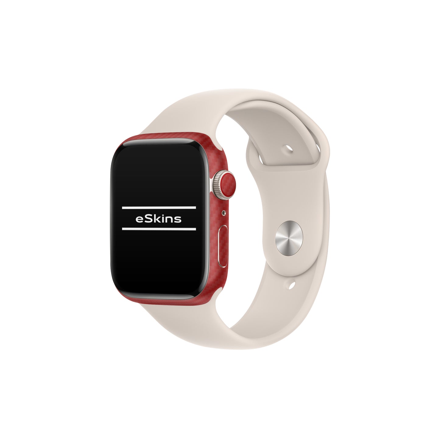 Folie de protectie Apple Watch 7, eSkins Elegans, Skin Carbon Rosu