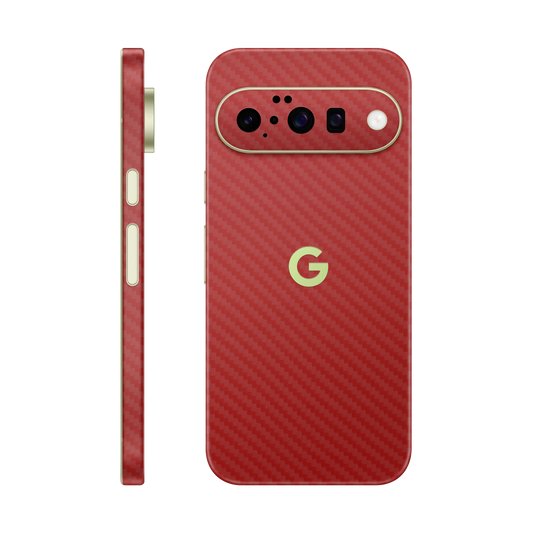 Folie de protectie pentru Google Pixel 10, eSkins Elegans, Skin Carbon Rosu