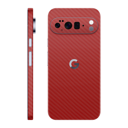 Folie de protectie pentru Google Pixel 10 Pro XL, eSkins Elegans, Skin Carbon Rosu
