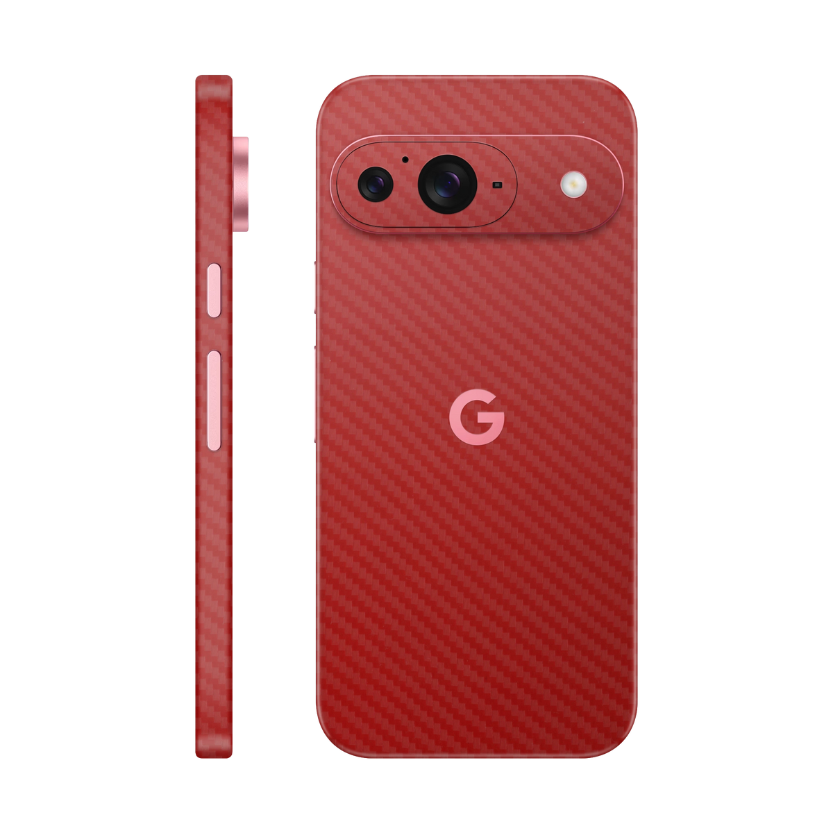 Folie de protectie pentru Google Pixel 9, eSkins Elegans, Skin Carbon Rosu