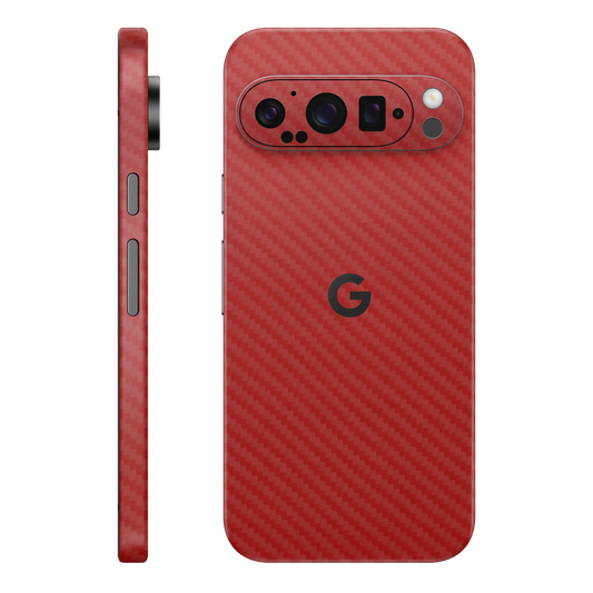 Folie de protectie pentru Google Pixel 9 Pro XL, eSkins Elegans, Skin Carbon Rosu