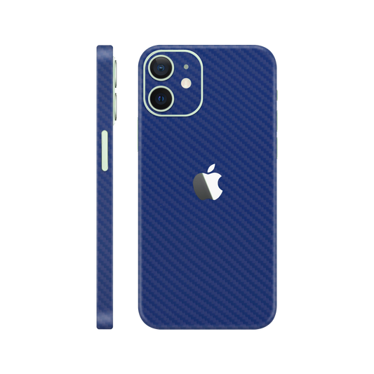 Folie de protectie pentru iPhone 12, eSkins Elegans, Skin Carbon Albastru