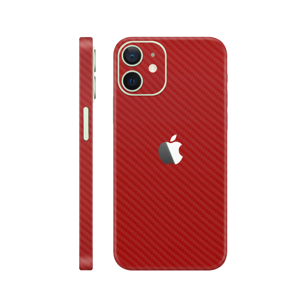 Folie de protectie pentru iPhone 12, eSkins Elegans, Skin Carbon Rosu