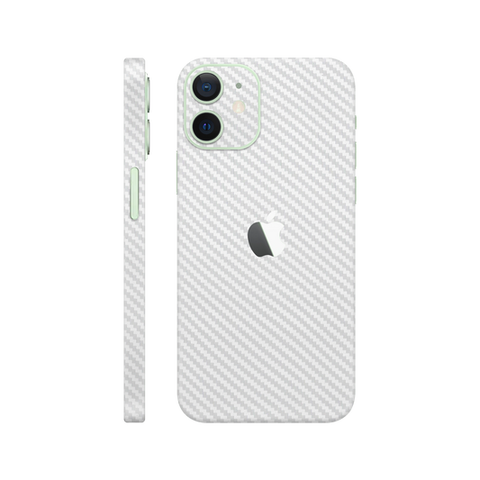 Folie de protectie pentru iPhone 12, eSkins Elegans, Skin Carbon Alb