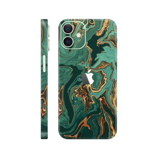 Folie de protectie pentru iPhone 12, eSkins Signature, Skin Emerald Flow