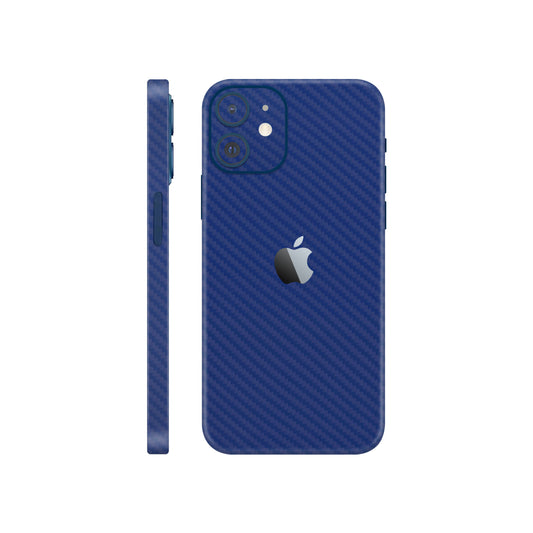 Folie de protectie iPhone 12 Mini, eSkins Elegans, Skin Carbon Albastru