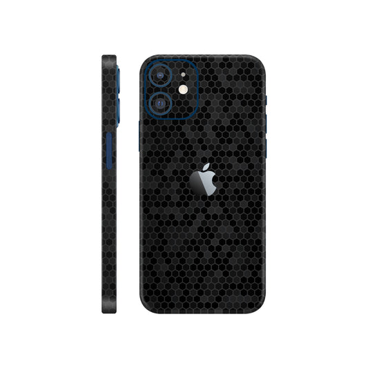 Folie de protectie iPhone 12 Mini, eSkins Elegans, Skin Honeycomb Negru