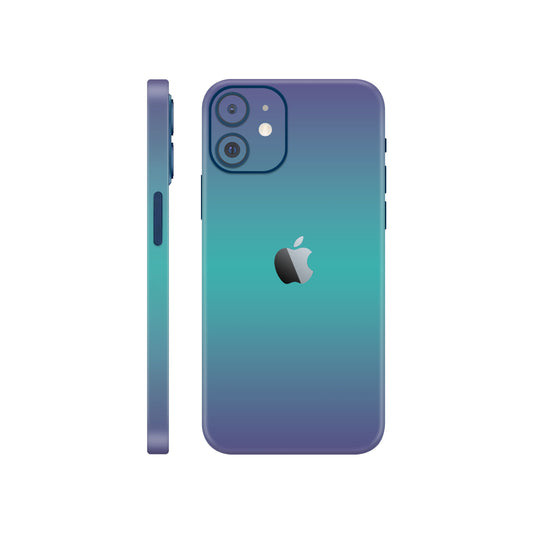 Folie de protectie iPhone 12 Mini, eSkins Unique, Skin Cameleon Turcoaz-Lavanda