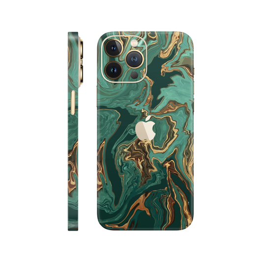 Folie de protectie pentru iPhone 12 Pro, eSkins Signature, Skin Emerald Flow