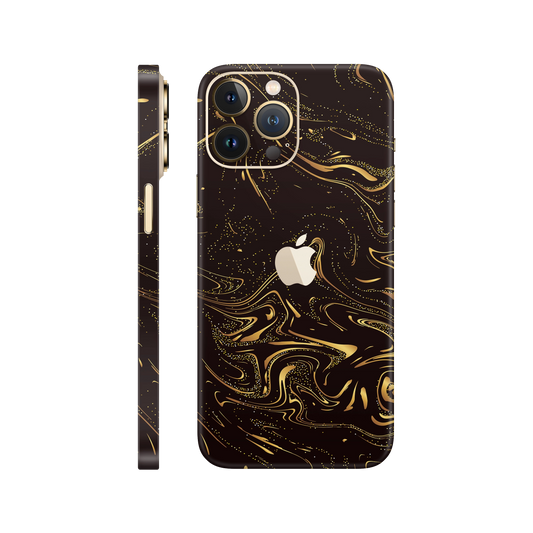 Folie de protectie pentru iPhone 12 Pro, eSkins Signature, Skin Golden Noir