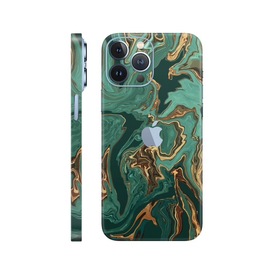 Folie de protectie pentru iPhone 13 Pro, eSkins Signature, Skin Emerald Flow