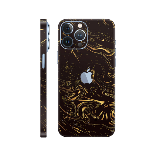 Folie de protectie pentru iPhone 13 Pro, eSkins Signature, Skin Golden Noir