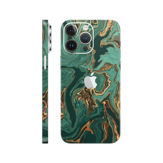 Folie de protectie pentru iPhone 14 Pro, eSkins Signature, Skin Emerald Flow