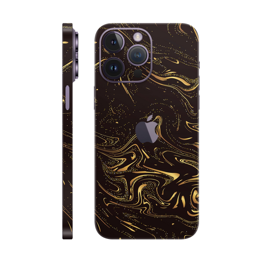 Folie de protectie pentru iPhone 14 Pro Max, eSkins Signature, Skin Golden Noir