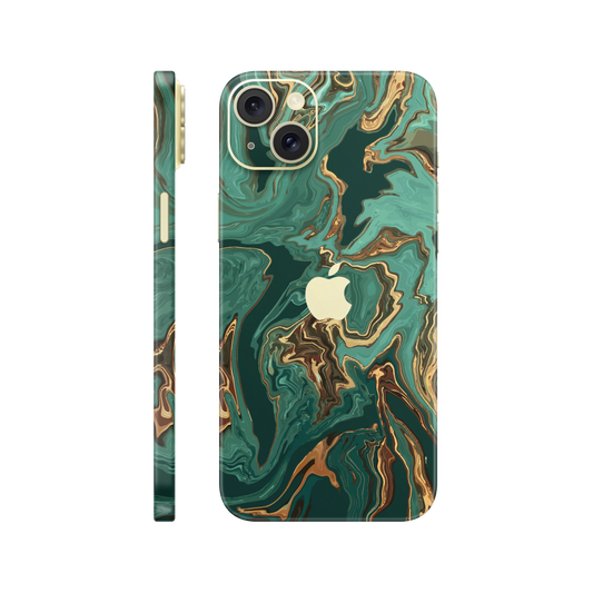 Folie de protectie pentru iPhone 15, eSkins Signature, Skin Emerald Flow