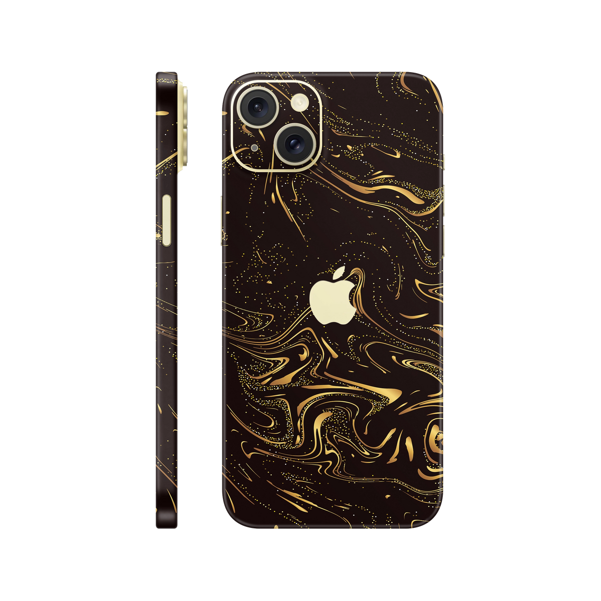 Folie de protectie pentru iPhone 15, eSkins Signature, Skin Golden Noir