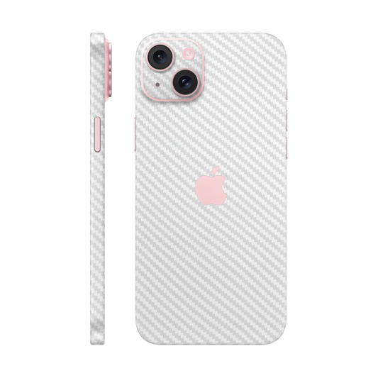 Skin iPhone 15 Plus, Carbon 3D White 