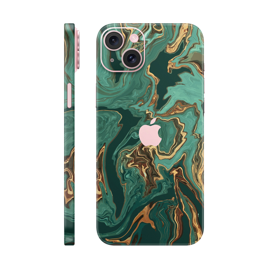 Folie de protectie pentru iPhone 15 Plus, eSkins Signature, Skin Emerald Flow
