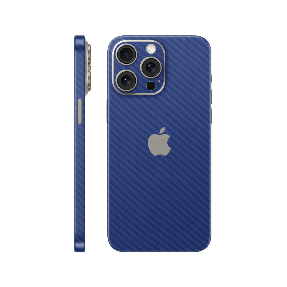 Folie de protectie pentru iPhone 15 Pro, eSkins Elegans, Skin Carbon Albastru