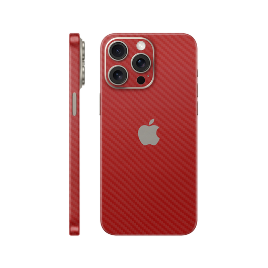 Folie de protectie pentru iPhone 15 Pro, eSkins Elegans, Skin Carbon Rosu