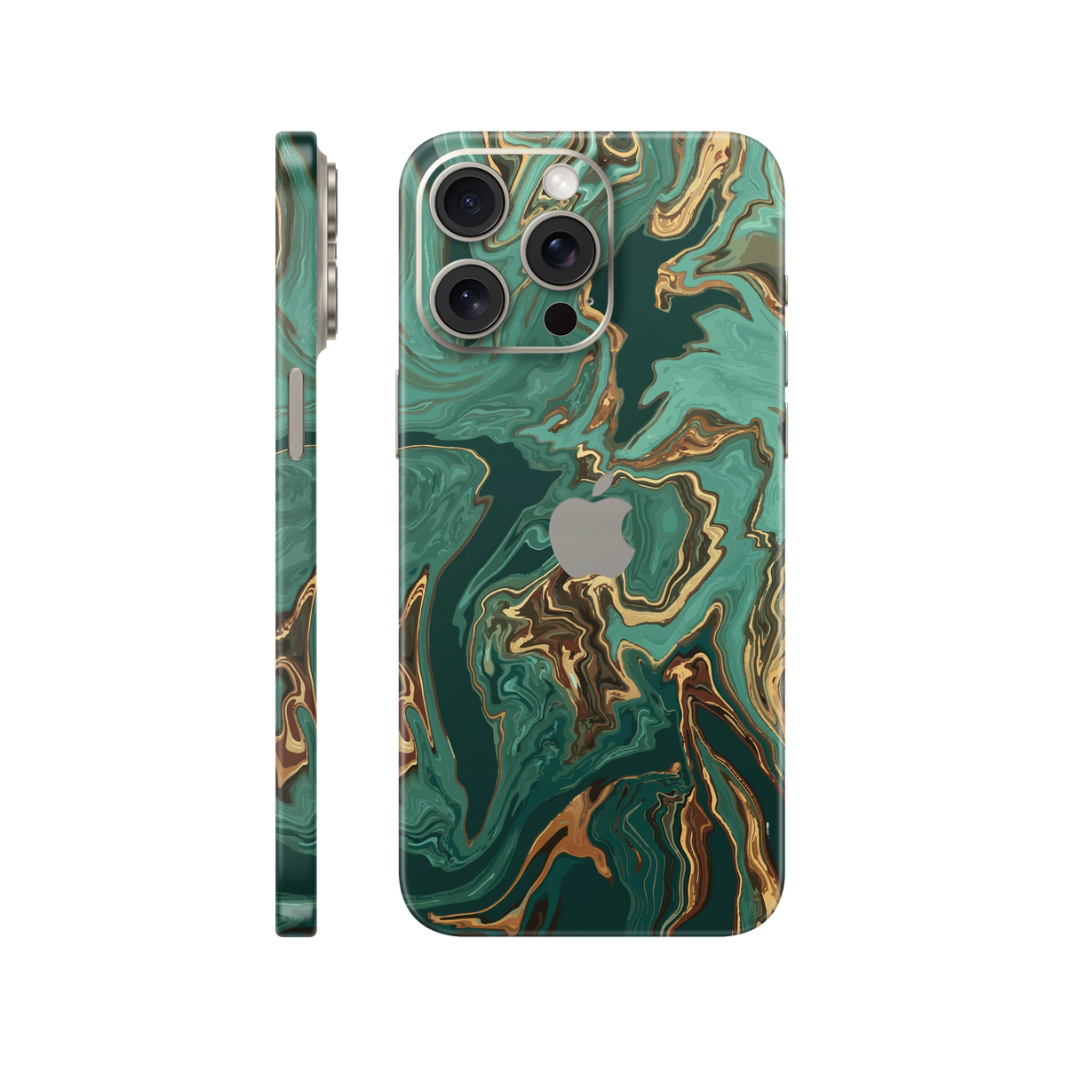 Folie de protectie pentru iPhone 15 Pro, eSkins Signature, Skin Emerald Flow