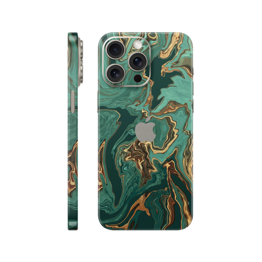 Folie de protectie pentru iPhone 15 Pro, eSkins Signature, Skin Emerald Flow