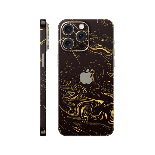 Folie de protectie pentru iPhone 15 Pro, eSkins Signature, Skin Golden Noir