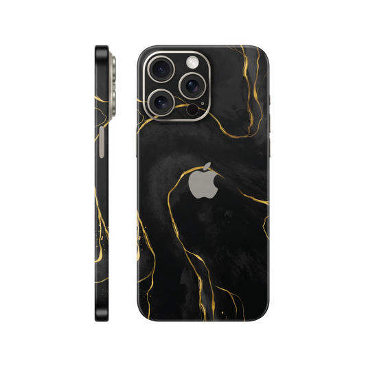 Folie de protectie pentru iPhone 15 Pro, eSkins Signature, Skin Golden Onyx