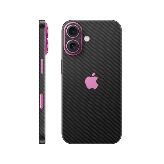 Folie de protectie pentru iPhone 16, eSkins Elegans, Skin Carbon Negru