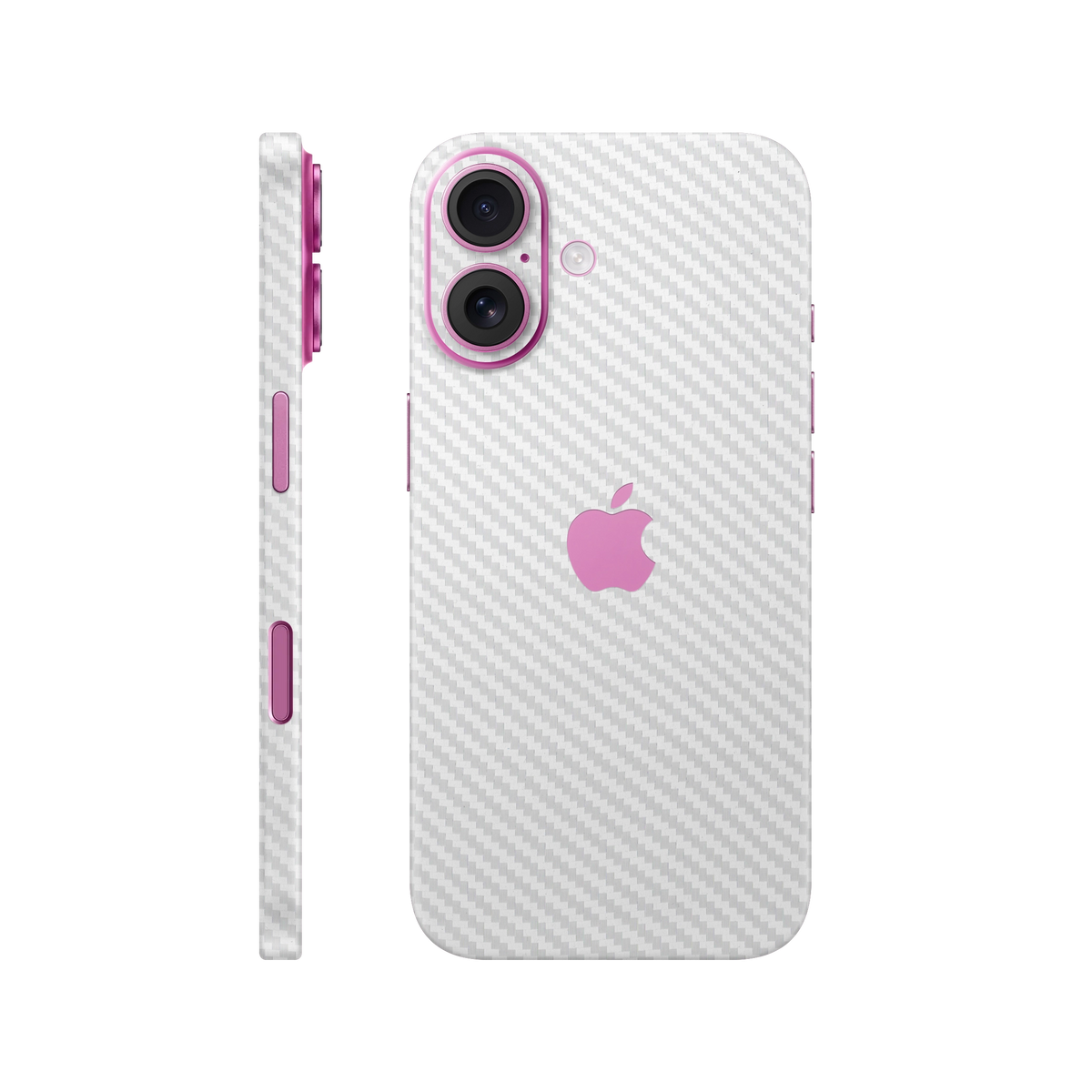 Folie de protectie pentru iPhone 16, eSkins Elegans, Skin Carbon Alb