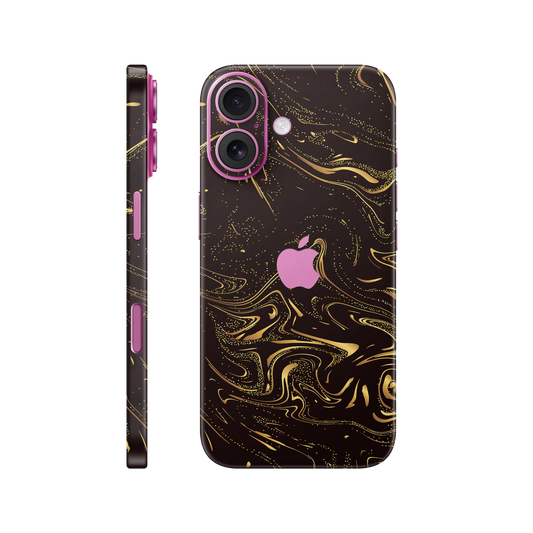 Folie de protectie pentru iPhone 16, eSkins Signature, Skin Golden Noir