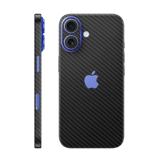 Folie de protectie pentru iPhone 16 Plus, eSkins Elegans, Skin Carbon Negru