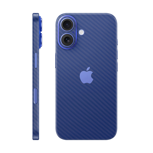 Folie de protectie pentru iPhone 16 Plus, eSkins Elegans, Skin Carbon Albastru