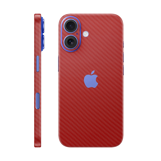 Folie de protectie pentru iPhone 16 Plus, eSkins Elegans, Skin Carbon Rosu
